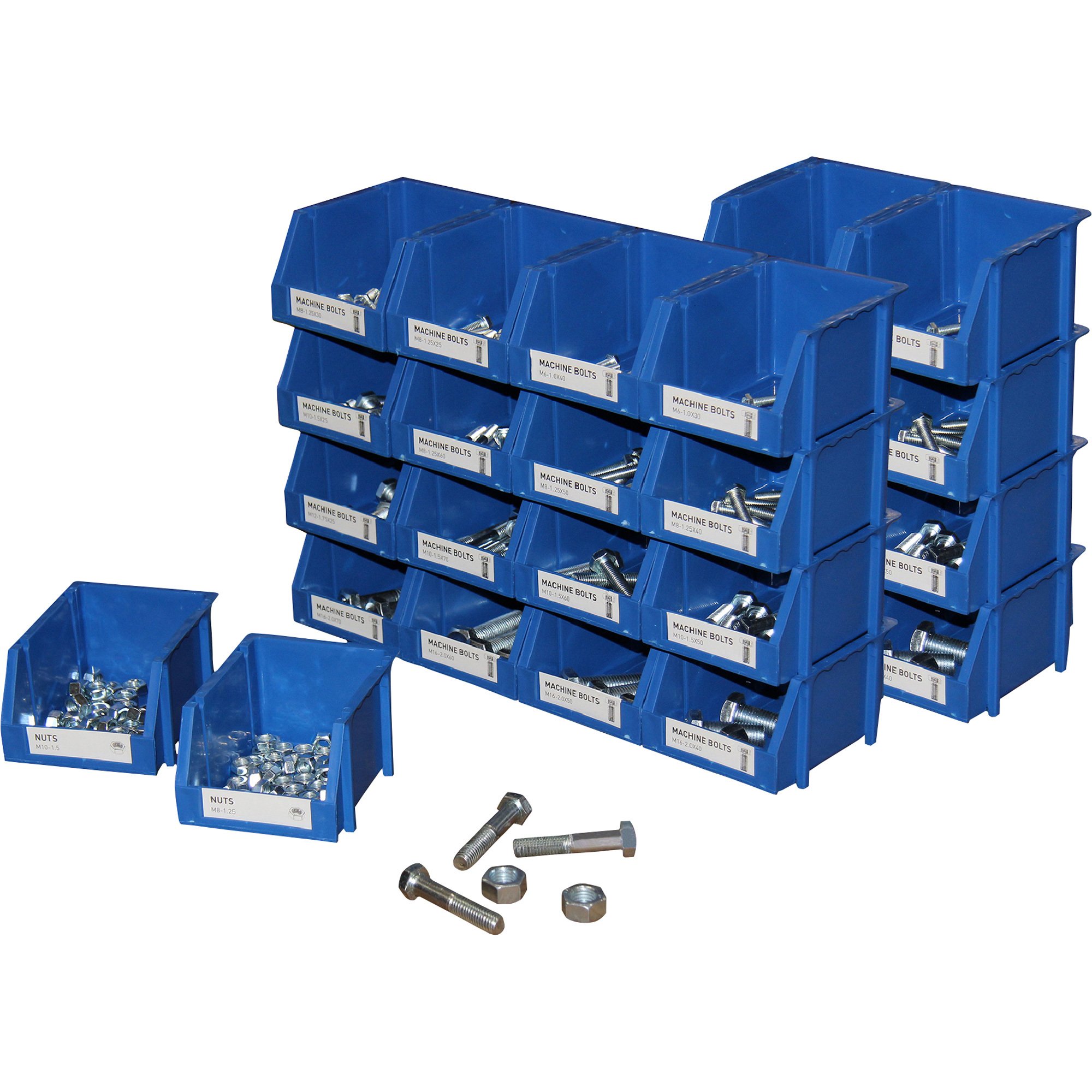 GRIP 800Pc. Nut and Bolt Assortment — 40 Bin Kit, Model 97490